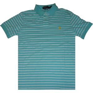 Polo Ralph Lauren Mens Custom Fit Slim Shirt Lt Blue w White Stripes Size Medium